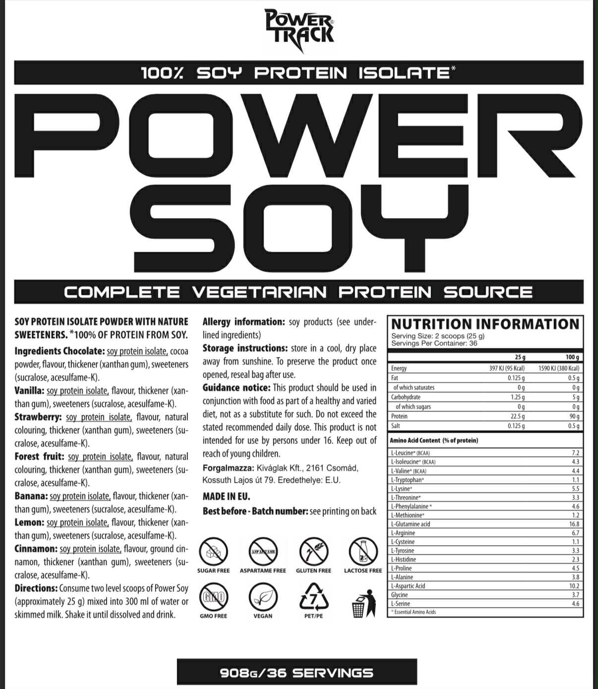 Power Soy szója fehérjepor - 908g